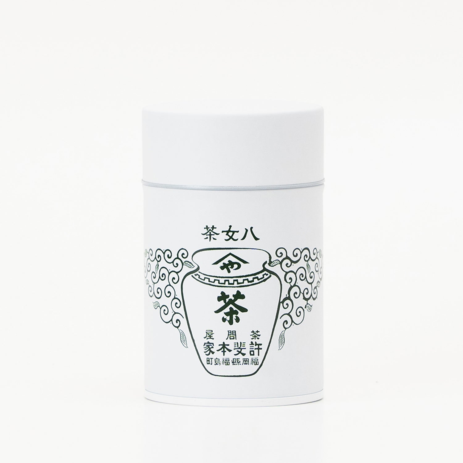茶缶100g保存用スチール製　艶無白色（日本製）DB製箱入